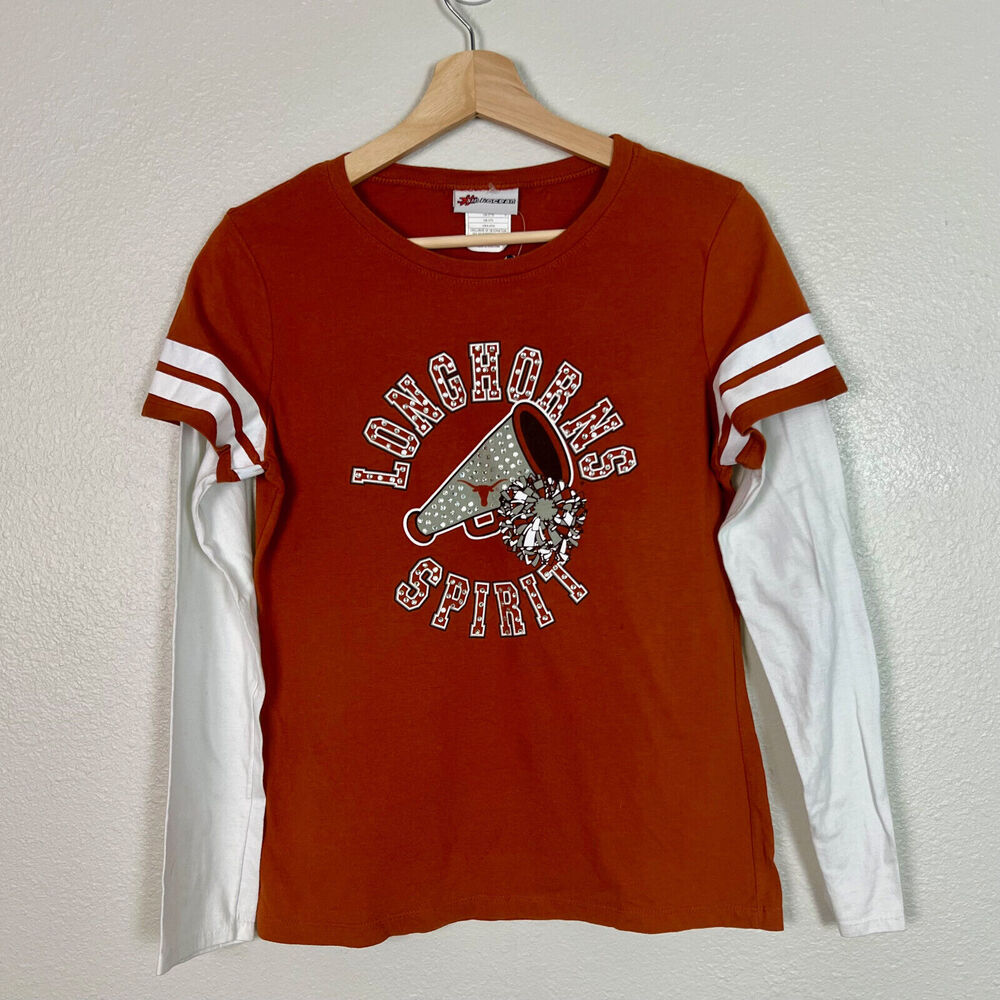 5th & Ocean Girls Texas Longhorns Rhinestone Long Sleeve T-Shirt Size 16